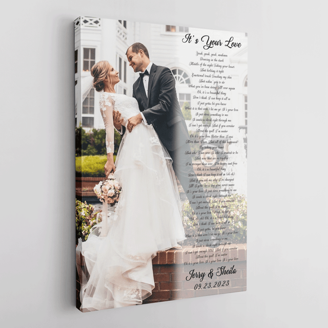 Custom Song Lyrics On Canvas, Upload Photo, Name & Date, Wedding Gifts