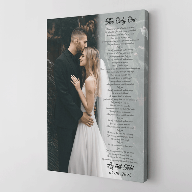 Custom Song Lyrics On Canvas, Upload Photo, Name & Date, Wedding Gifts