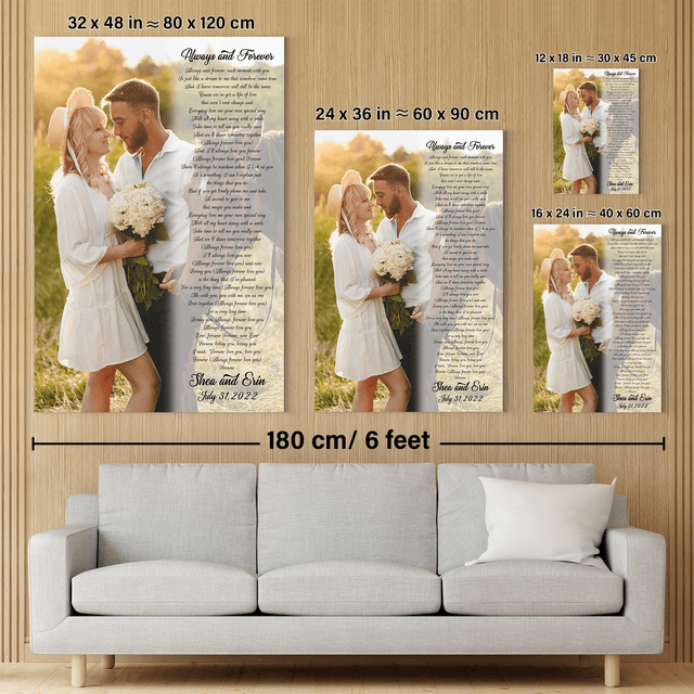 Custom Song Lyrics On Canvas, Upload Photo, Name & Date, Wedding Gifts