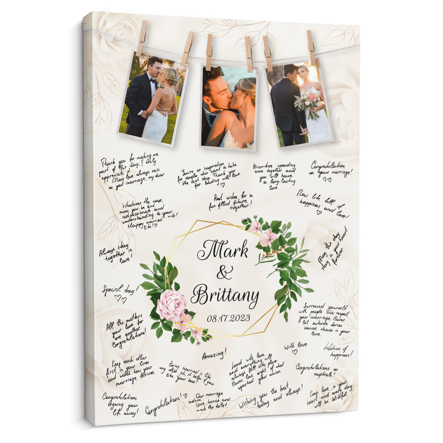 Wedding Guest Book Alternative, Custom Photo Wedding Guest Book Canvas Print