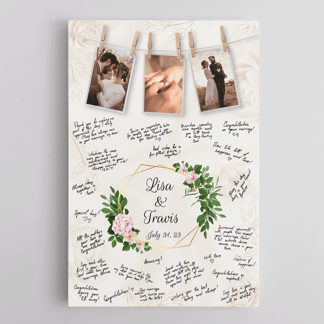Wedding Guest Book Alternative, Custom Photo Wedding Guest Book Canvas Print
