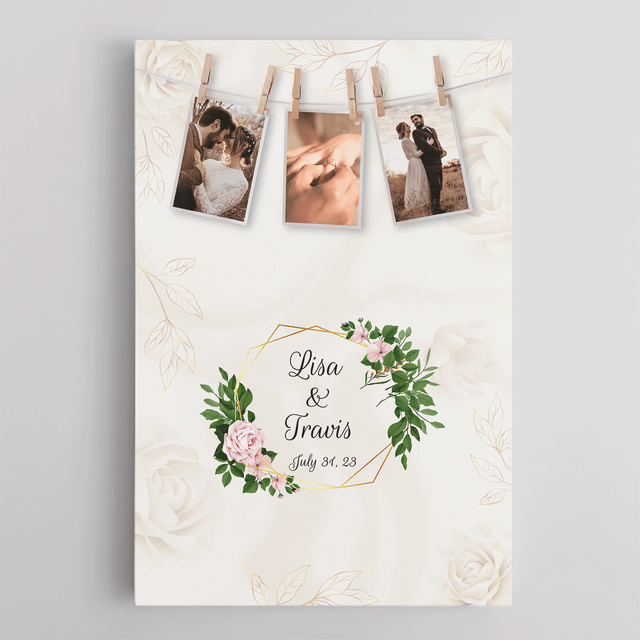 Wedding Guest Book Alternative, Custom Photo Wedding Guest Book Canvas Print