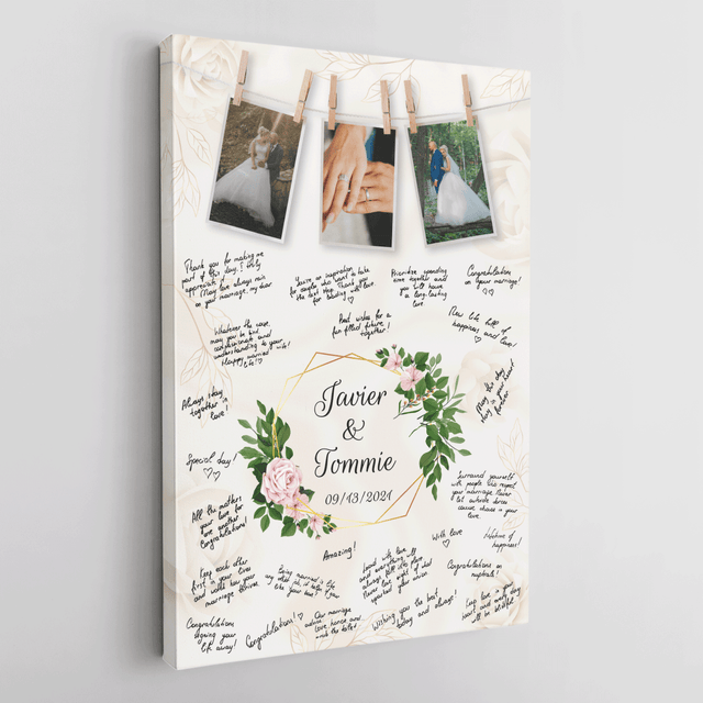 Wedding Guest Book Alternative, Custom Photo Wedding Guest Book Canvas Print
