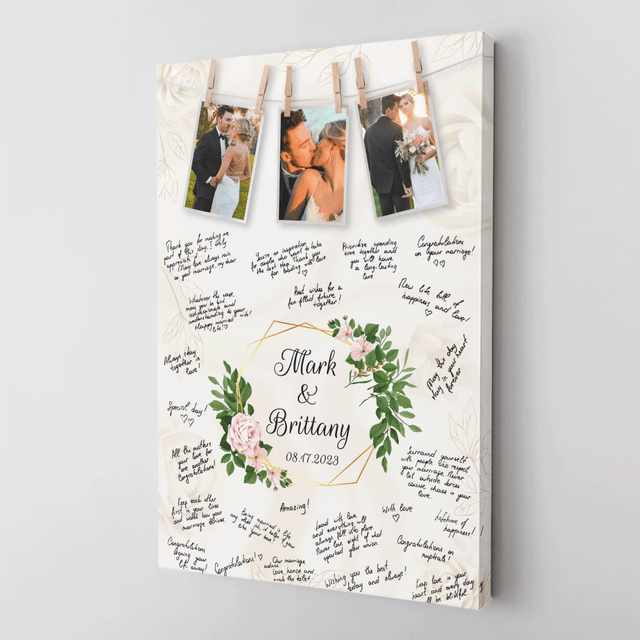 Wedding Guest Book Alternative, Custom Photo Wedding Guest Book Canvas Print