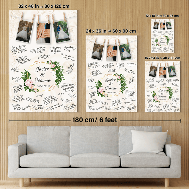 Wedding Guest Book Alternative, Custom Photo Wedding Guest Book Canvas Print