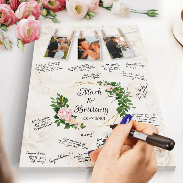 Wedding Guest Book Alternative, Custom Photo Wedding Guest Book Canvas Print