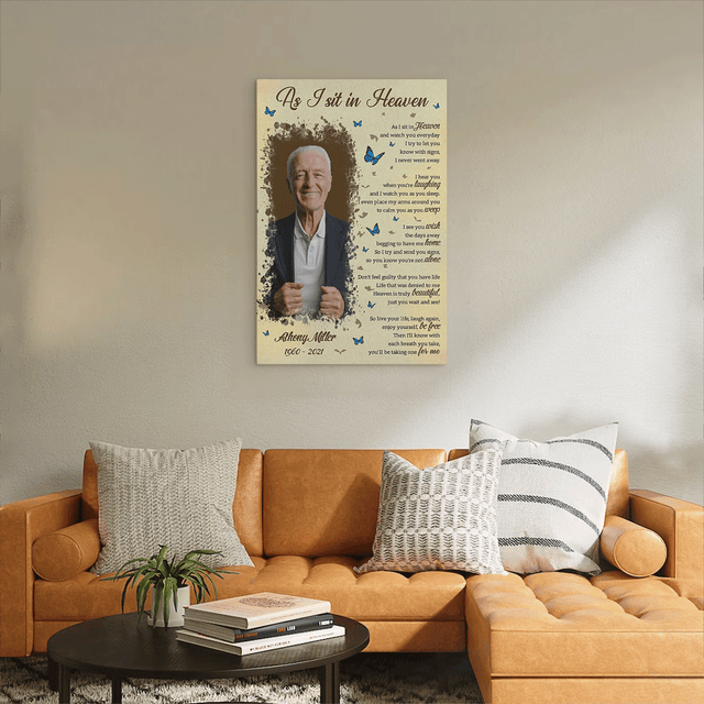 Custom Memorial Wall Art Canvas - As I sit in Heaven