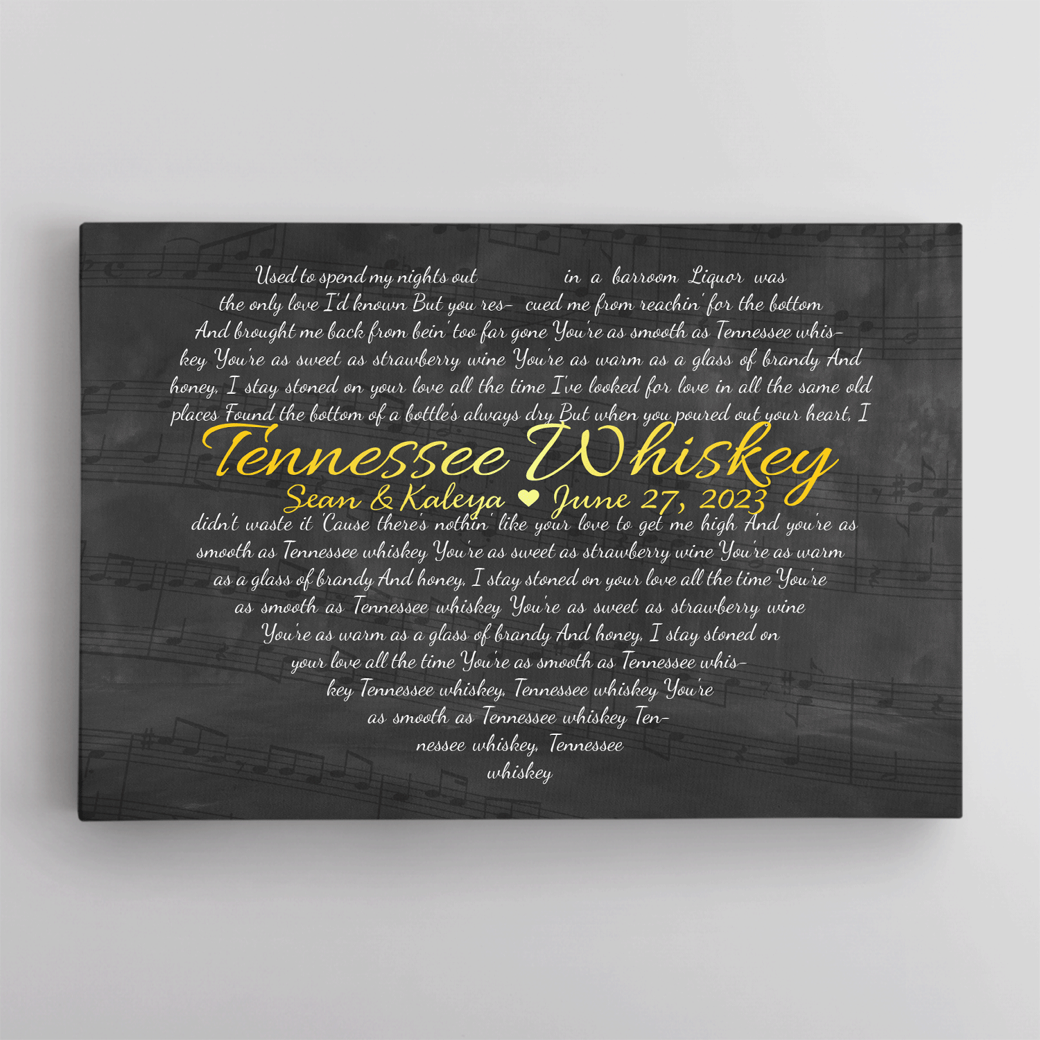 Custom Song Lyrics Heart Shape, Customizable Song Name And Text Canvas