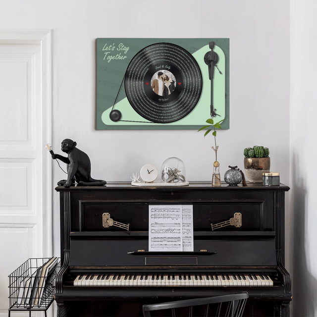 LP Player Canvas Wall Art, Custom Song Lyrics and Photo