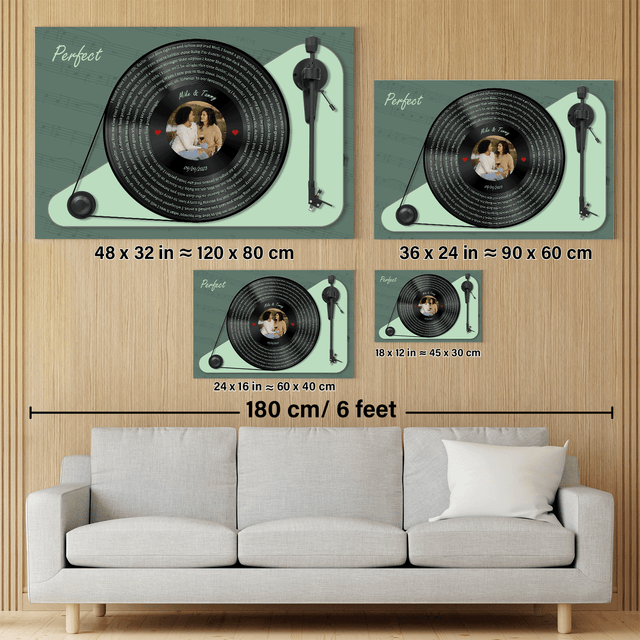 LP Player Canvas Wall Art, Custom Song Lyrics and Photo