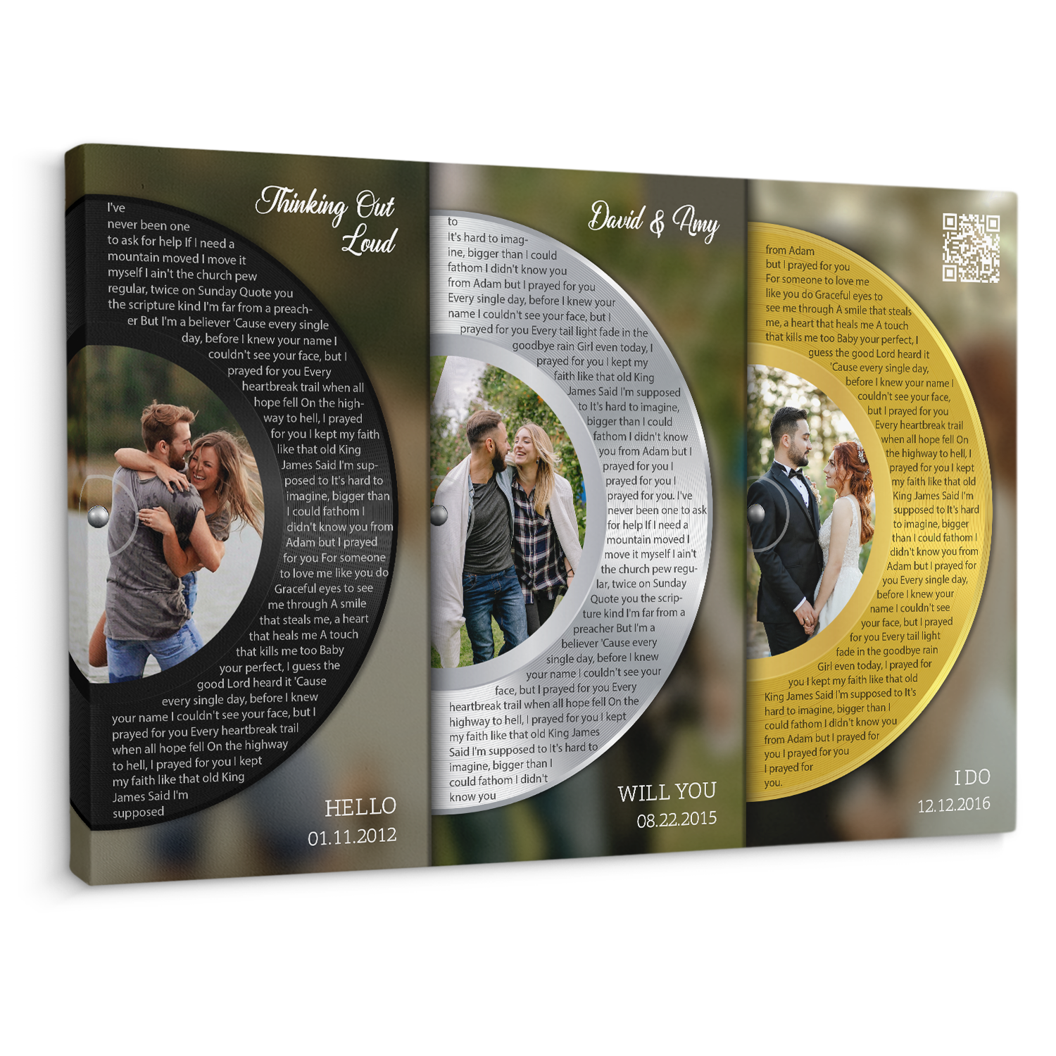 Silver Gold Classic Vinyl Record, Customizable Song Name Canvas Print