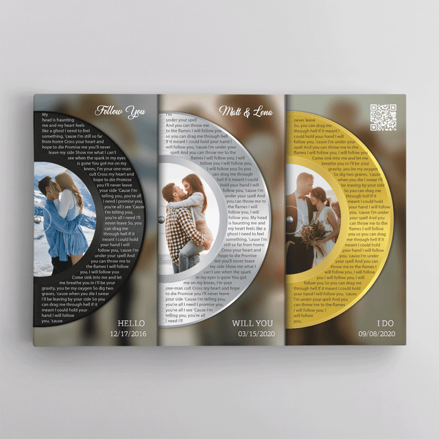 Silver Gold Classic Vinyl Record, Customizable Song Name Canvas Print