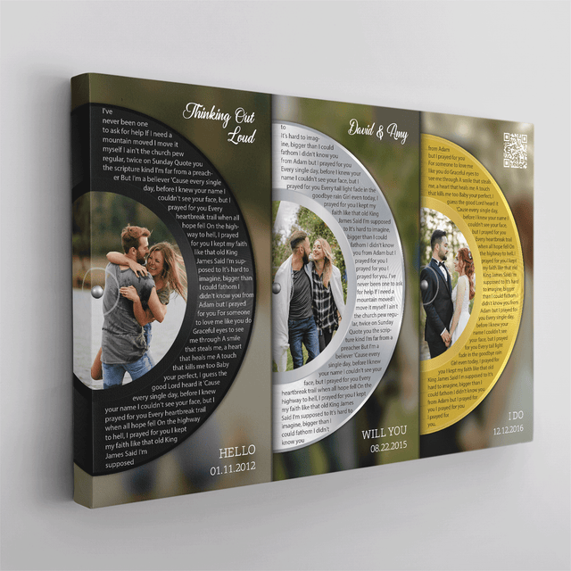 Silver Gold Classic Vinyl Record, Customizable Song Name Canvas Print