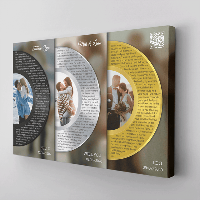 Silver Gold Classic Vinyl Record, Customizable Song Name Canvas Print