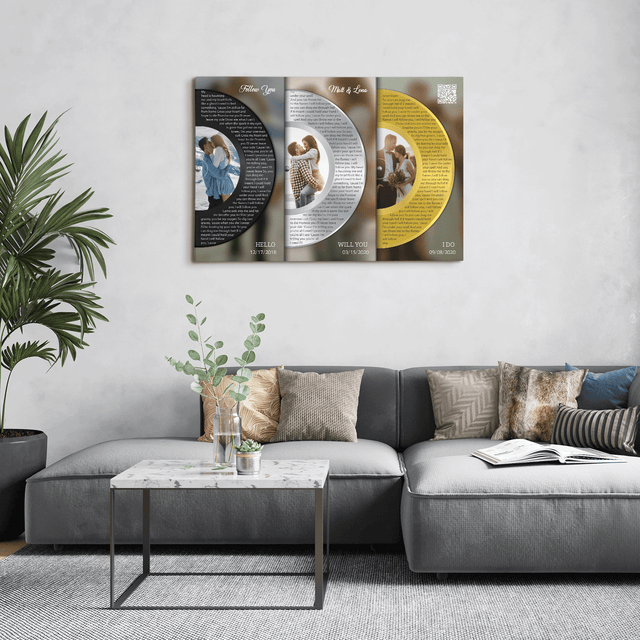 Silver Gold Classic Vinyl Record, Customizable Song Name Canvas Print