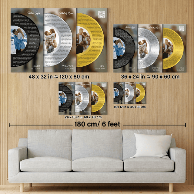 Silver Gold Classic Vinyl Record, Customizable Song Name Canvas Print