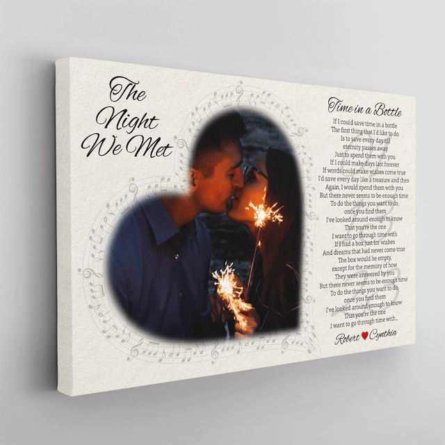 Our Story Began, Personalized Song Lyrics, Heart Shape Photo Canvas