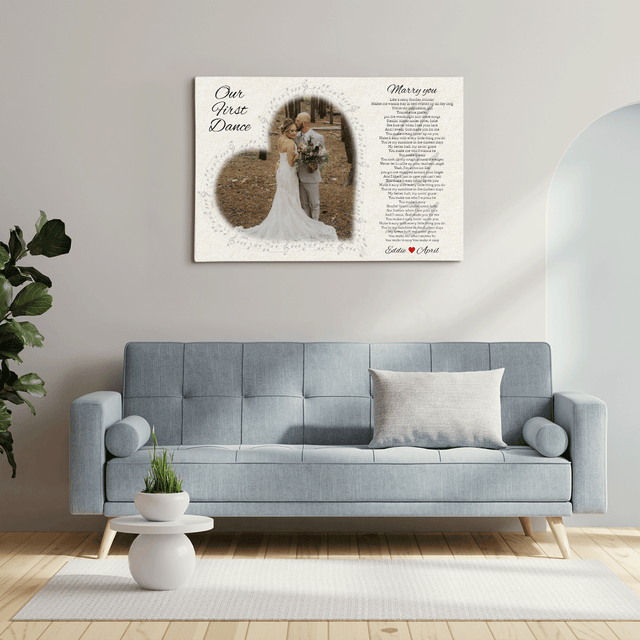 Our Story Began, Personalized Song Lyrics, Heart Shape Photo Canvas