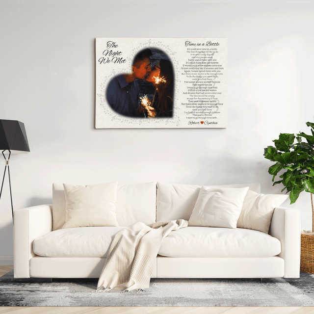 Our Story Began, Personalized Song Lyrics, Heart Shape Photo Canvas