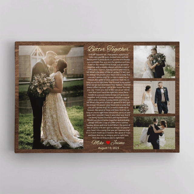 Personalized Multiple Photos Song Lyrics Canvas Print
