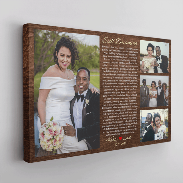 Personalized Multiple Photos Song Lyrics Canvas Print