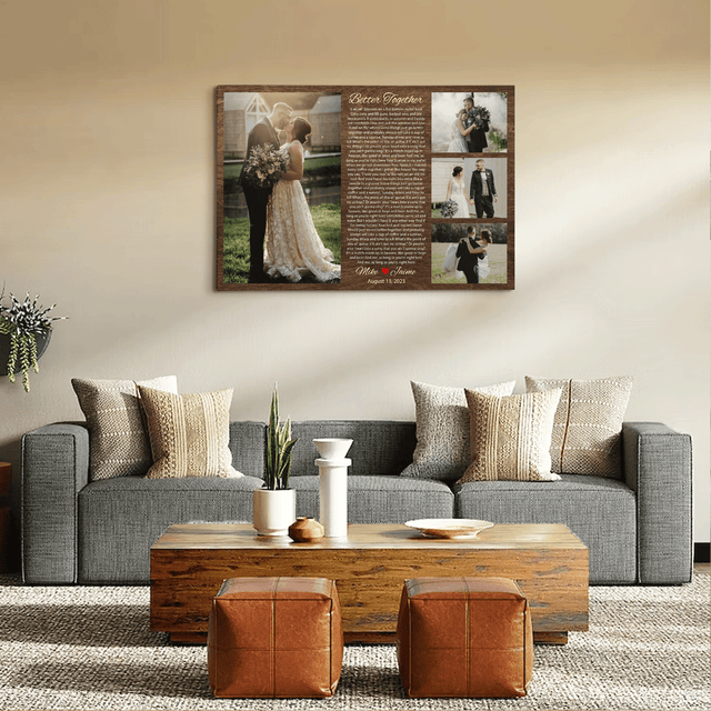 Personalized Multiple Photos Song Lyrics Canvas Print