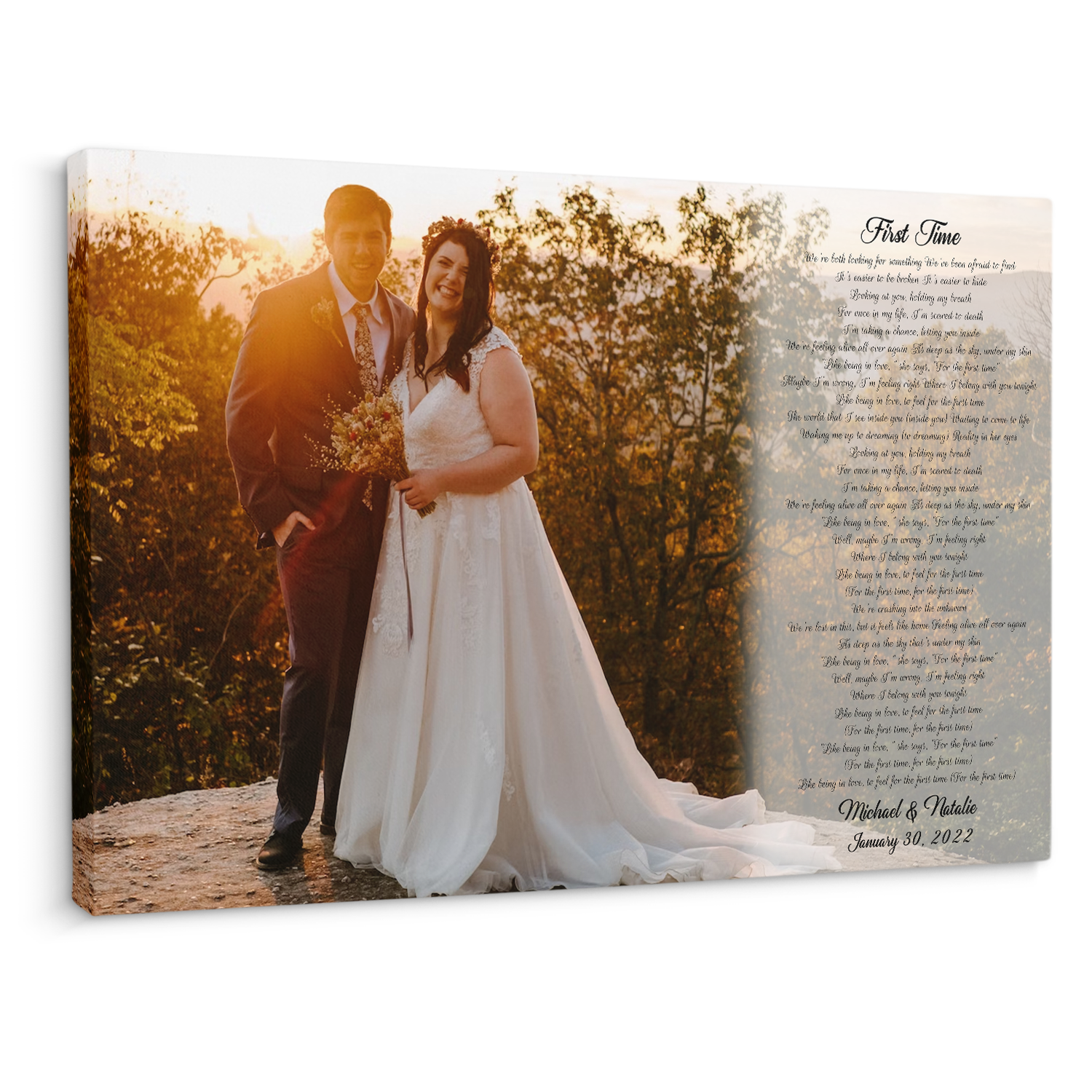 Custom Name Date Photo Song Lyrics On Canvas
