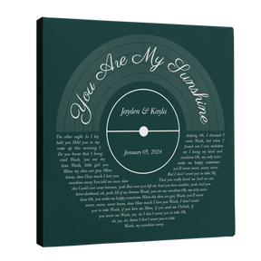 Personalized Vinyl Record & Name, Forest Green Canvas Wall Art