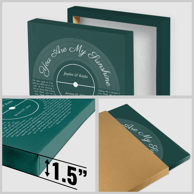 Personalized Vinyl Record & Name, Forest Green Canvas Wall Art