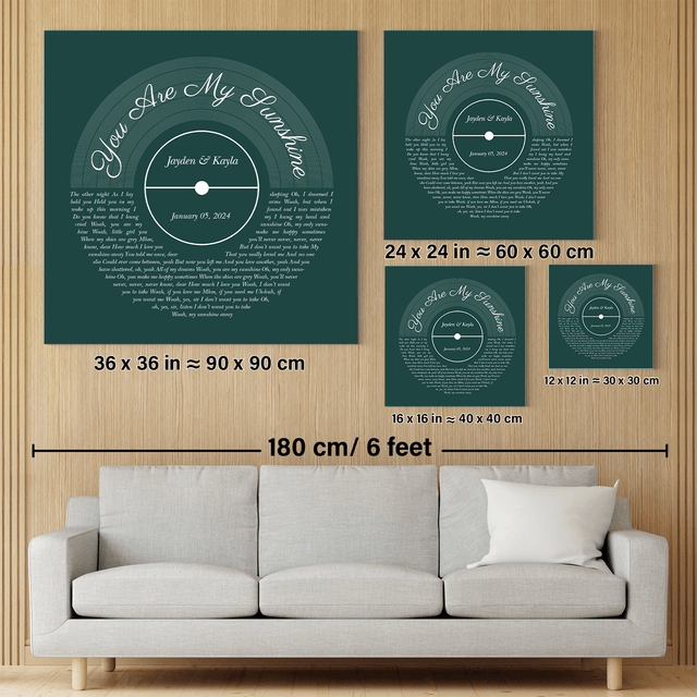 Personalized Vinyl Record & Name, Forest Green Canvas Wall Art