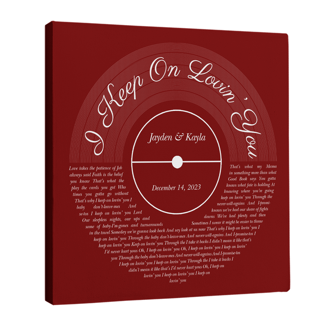 Vinyl Record Canvas, Maroon Vintage Song Lyrics Canvas