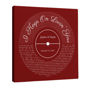 Vinyl Record Canvas, Maroon Vintage Song Lyrics Canvas