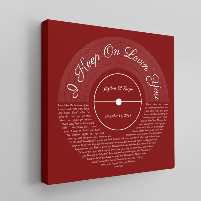 Vinyl Record Canvas, Maroon Vintage Song Lyrics Canvas