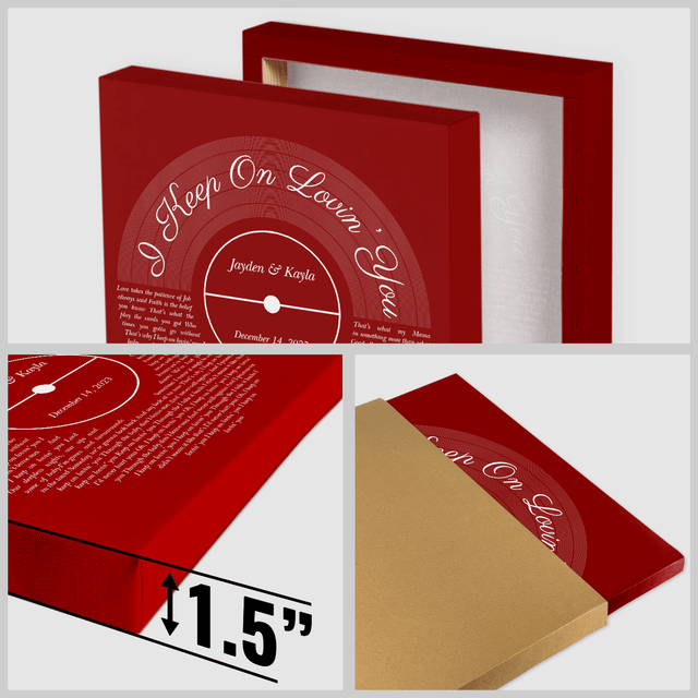 Vinyl Record Canvas, Maroon Vintage Song Lyrics Canvas