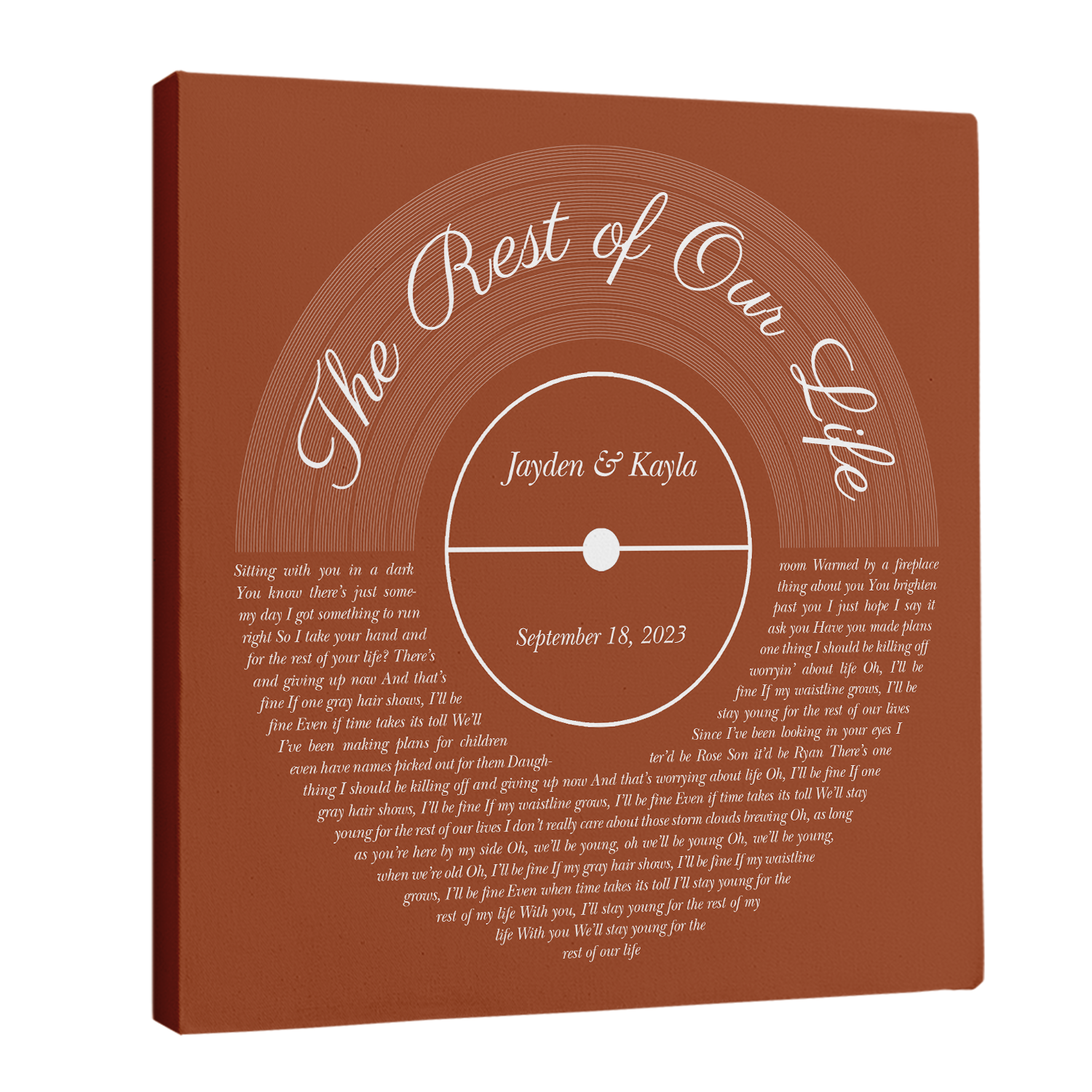 Orang Rusty Vintage Canvas, Custom Song Lyrics & Name