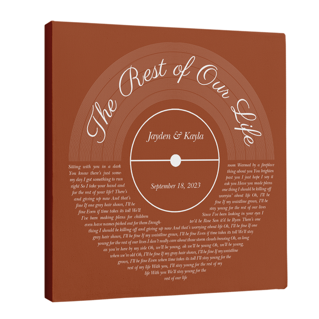 Orang Rusty Vintage Canvas, Custom Song Lyrics & Name