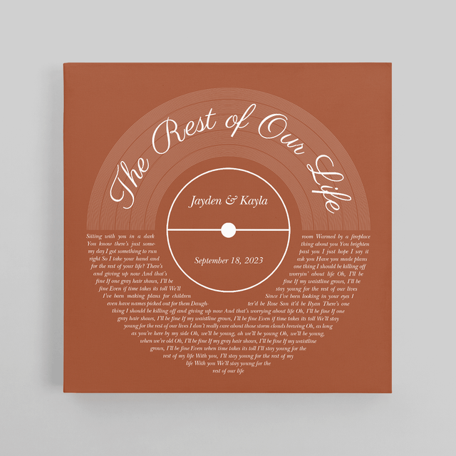 Orang Rusty Vintage Canvas, Custom Song Lyrics & Name