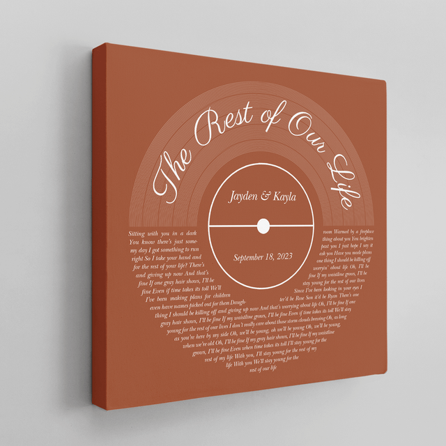 Orang Rusty Vintage Canvas, Custom Song Lyrics & Name