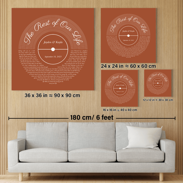 Orang Rusty Vintage Canvas, Custom Song Lyrics & Name