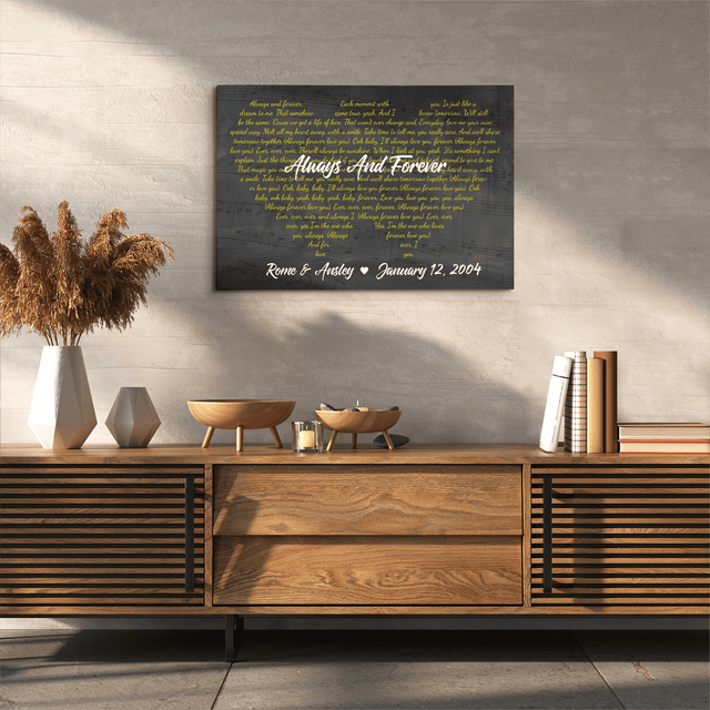 Custom Song Lyric 2 Heart Shape, Customizable Song Name And Text Canvas