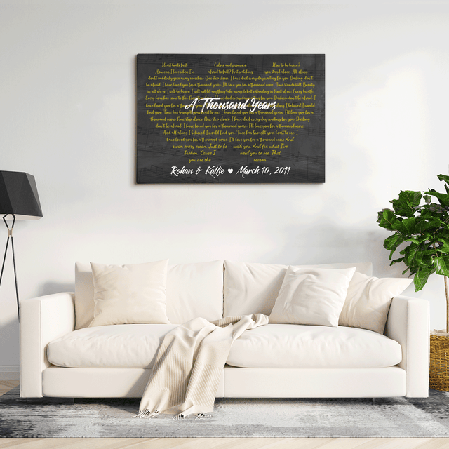 Custom Song Lyric 2 Heart Shape, Customizable Song Name And Text Canvas