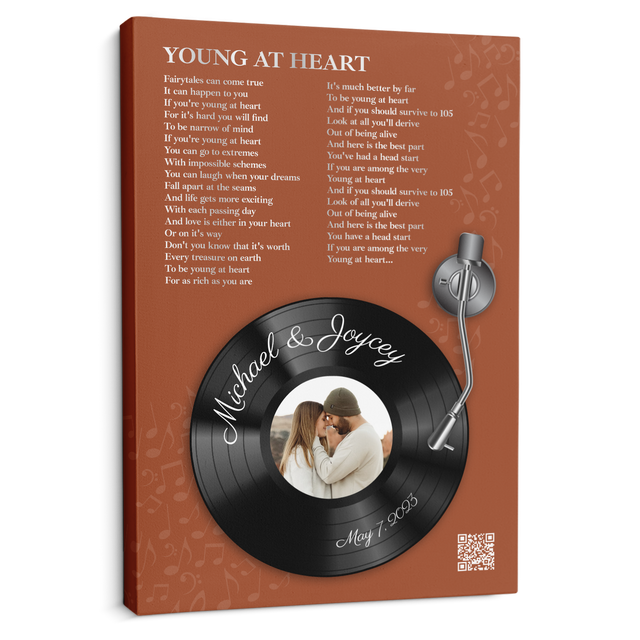 Orange Rust Vinyl Record Canvas - Custom Song Lyrics & Photo