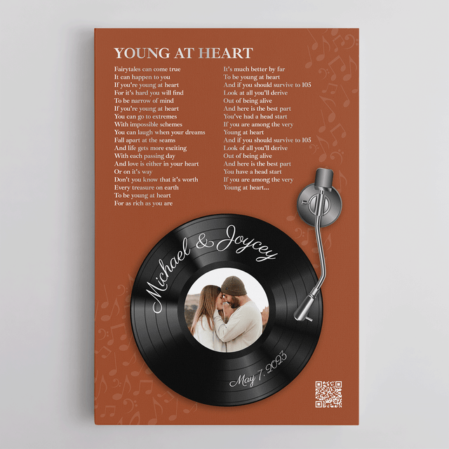 Orange Rust Vinyl Record Canvas - Custom Song Lyrics & Photo