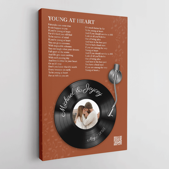 Orange Rust Vinyl Record Canvas - Custom Song Lyrics & Photo