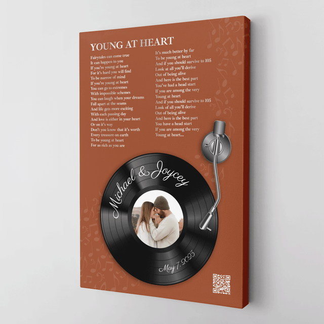 Orange Rust Vinyl Record Canvas - Custom Song Lyrics & Photo