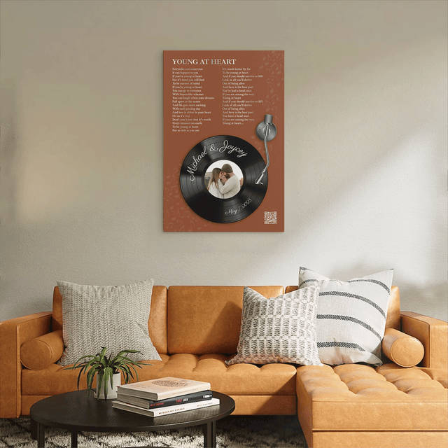 Orange Rust Vinyl Record Canvas - Custom Song Lyrics & Photo