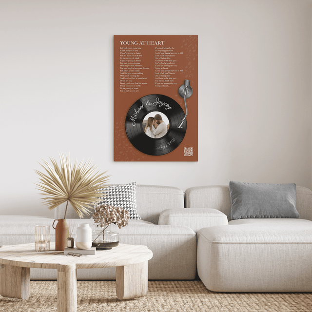 Orange Rust Vinyl Record Canvas - Custom Song Lyrics & Photo