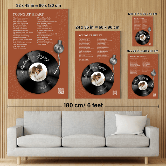 Orange Rust Vinyl Record Canvas - Custom Song Lyrics & Photo