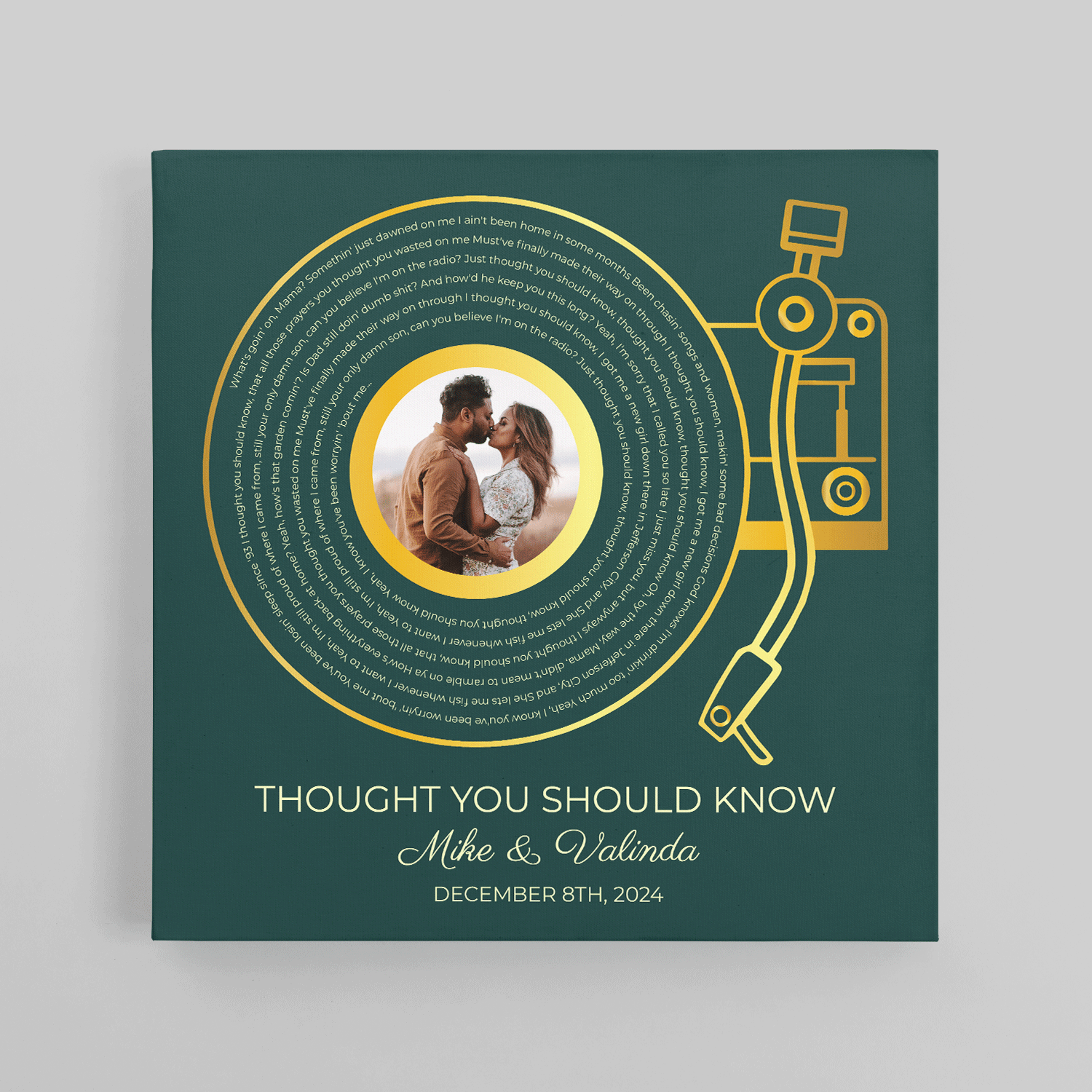 Personalized Vinyl Record & Photo, Vintage Wall Art