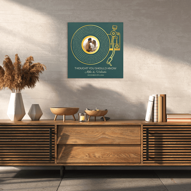Personalized Vinyl Record & Photo, Vintage Wall Art